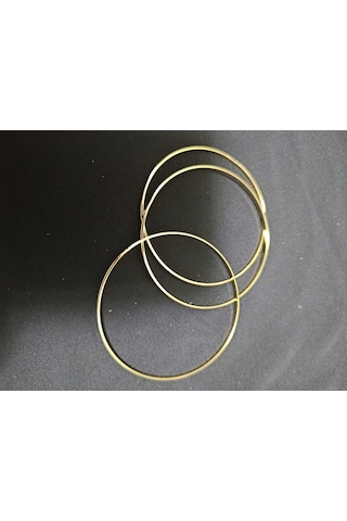 Kadın Gold Üçlü Halka Bilezik Seti - Minimalist Günlük Kullanım - 60 Mm-ajda 3 Lü Altın