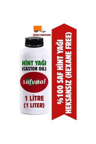 Safvital %100 Saf Katkısız Hint Yağı 1 Litre Castor Oil Hexan Free Heksansız Soğuk Pres Kalite 1 L