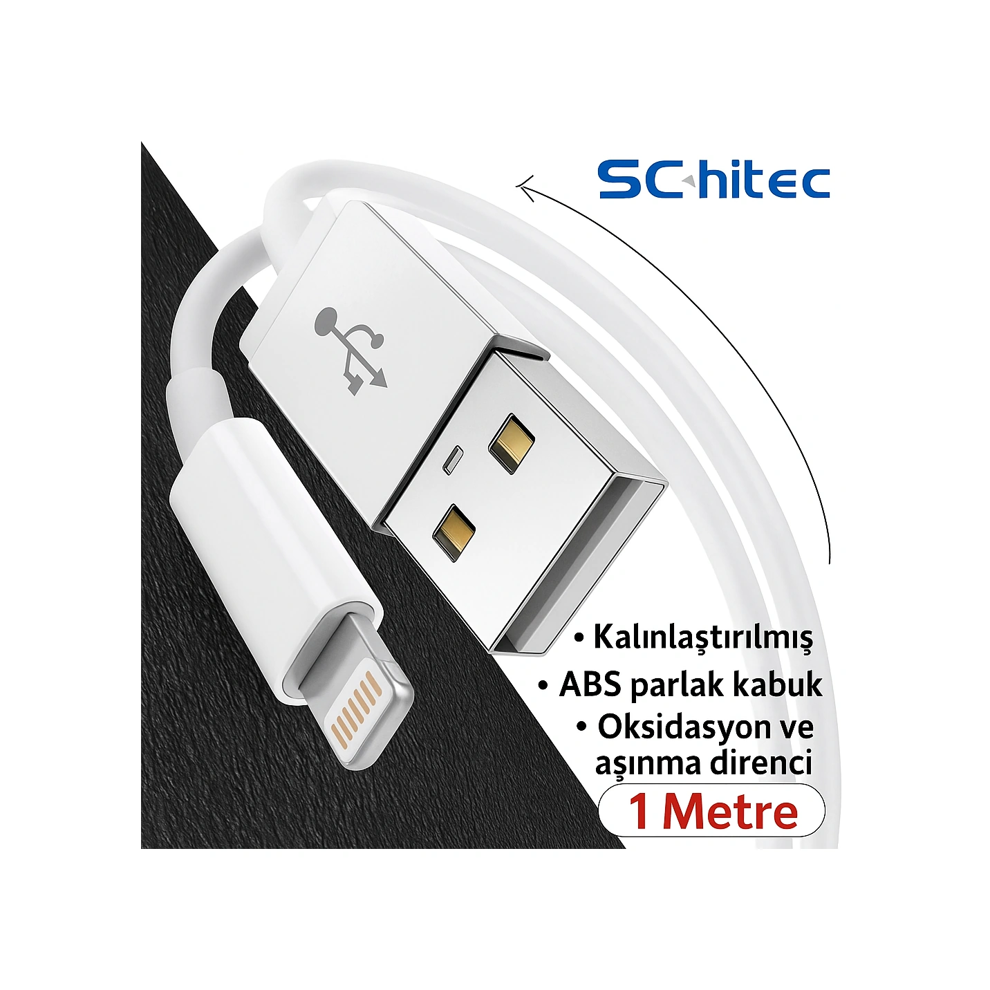 Schitec 3a 60w Usba To Lightning Hızlı Data Ve Şarj Kablosu 1 Metre Beyaz Wdf01
