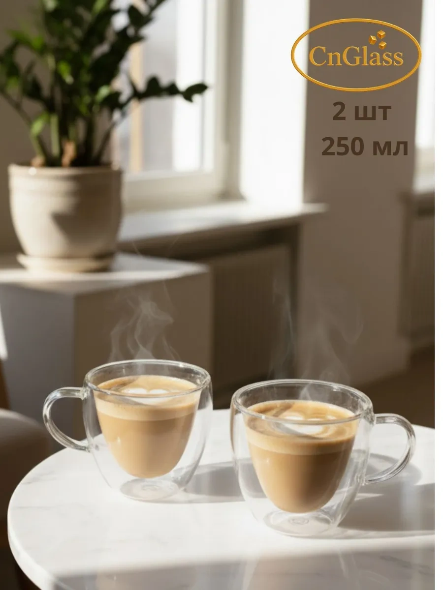 Cnglass Kahve Ve Çay İçin Büyük Kalp Şekilli Kupa 250 Ml 2 Adet. 29326570 Beyaz