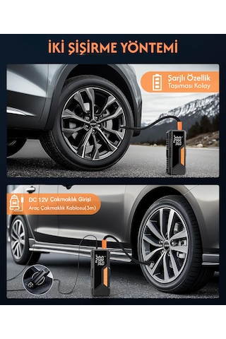 Enshall 4500mah Şarjlı Çantalı Araç Çakmaklık Uyumlu Kompresör