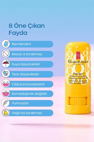 Elizabeth Arden Eight Hour Targeted Sun Defense Hydrating Yüksek Koruma Nemlendirici Bölgesel Stick Güneş Kremi SPF40 6.8 G﻿﻿