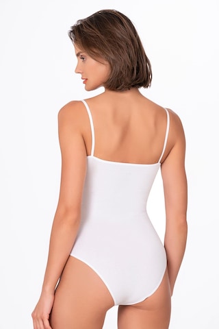 Kadın Çıtçıtlı İp Askılı Badi Beyaz Kompedan K0603-beyaz