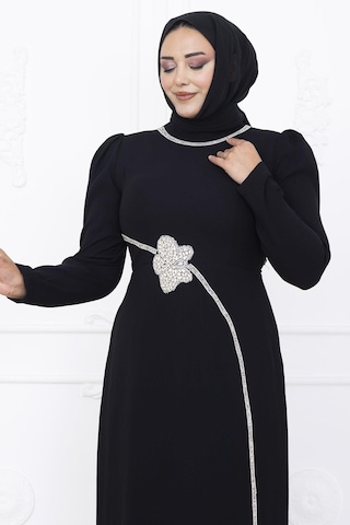 Amine Hüma Zühre Tesettür Abiye Siyah Siyah