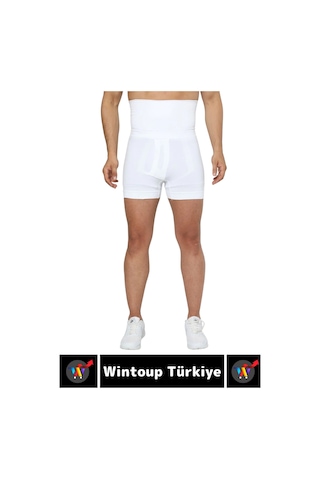 Özel Üretim Göbek Kalça Toparlayıcı Bel Düzleştirici Erkek Duble Boxer Korse Beyaz