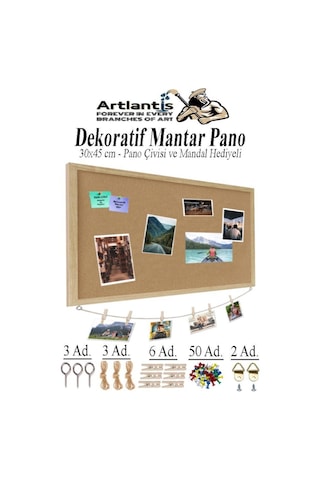 Artlantis Dekoratif Mantar Pano Ahşap Çerçeve 30x45 CM