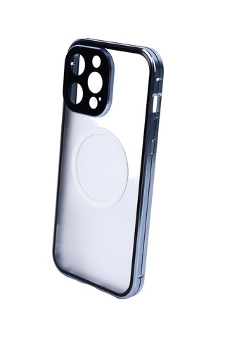 Manyetik Telefon Kılıfı Metal Çerçeve Mavi Kablosuz Şarjlı Düşmeye Karşı Koruyucu Kılıf 14 Pro Max İçin