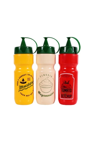 Herevin 162324-000 Desenli Ketçap-mayonez-hardal Şişe Seti 660 Ml Çok Renkli