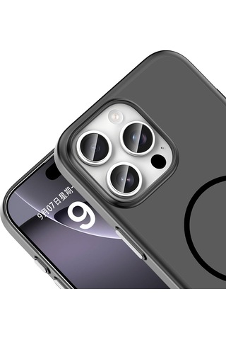 iPhone Uyumlu 16 Pro Kılıf Magsafe Şarj Özellikli Ultra İnce Mat Soft Lora Pc Kapak Siyah