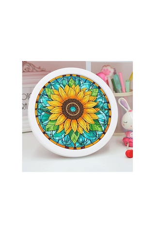 5d Elmas Taş İşleme Kiti 20x20 Cm Yuvarlak Çerçeveli Ayçiçeği Desen Diamond Painting