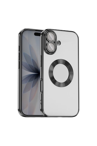 Apple iPhone Uyumlu 17 Kılıf Kamera Lens Korumalı Logo Gösteren İnce Hafif Hesaplı Dünya Siyah