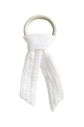 Pamuk Muslin Bebek Diş Kaşıyıcı Yıkanabilir Ahşap Beyaz