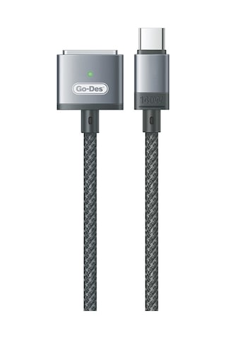 Go-Des GD-UC807 140W 2 M Apple Uyumlu MacBook Type-C Magsafe 3 Şarj Kablosu Gri