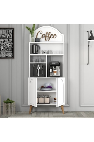 Lyon Kahve Köşesi 80cm - Beyaz / Ceviz