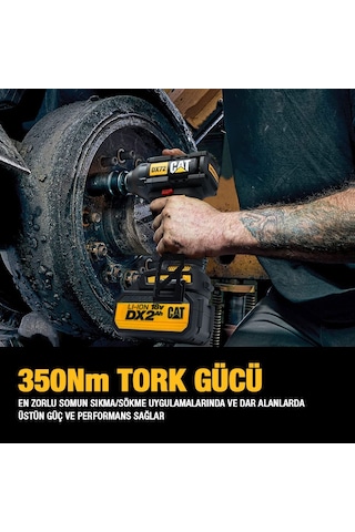 Cat DX72BC 18Volt/2.0Ah Li-ion Tek Akülü Şarjlı 350Nm Kömürsüz Profesyonel Somun Sıkma
