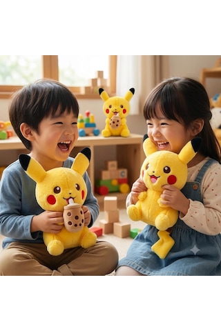 2li Pokemon Go Pikachu Peluş Oyuncak 32 Cm İthal Soft Kumaş Büyük Boy Uyku Oyun Arkadaşı Seti 2 Adet Sarı