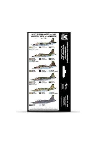 Vallejo 71603 8x18 Ml. Soviet/russian Colors Su25/39 Frogfoot From 80's To Present, Model Air Serisi Model Boyası Seti Renkli