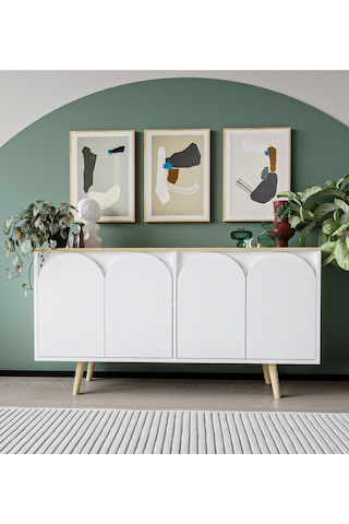 Venezia Ahşap Ayaklı Bohem Konsol Safir Meşe-beyaz 150 Cm