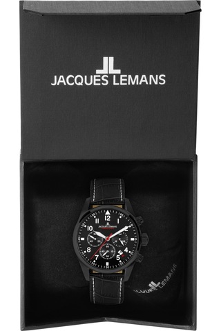 Jacques Lemans Sport Jl.42-2f Quartz Deri Siyah 10 Atm 42 Mm Erkek Kol Saati Siyah