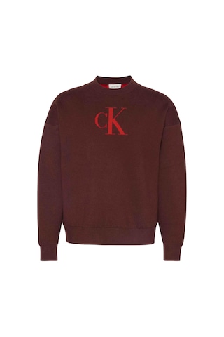 Calvin Klein Ls Cttn Cashmere 3d Logo Crwnk Bordo Erkek Sweatshirt-11113 Bordo