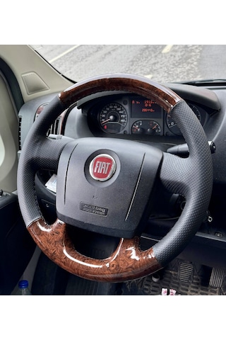 Fiat Ducota Araca Özgü Dikmeli Direksiyon Kılıfı Nokta Ahşap Siya Siyah