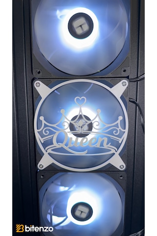 Kraliçe Tacı "queen" Yazılı 120x120 Mm Pc Fan Kapağı - Masaüstü Bilgisayar Fan Kapağı Beyaz