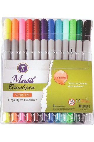 Masis Fineliner Brushpen.Fırça Uç Pvc 12 Renk S5204-12C