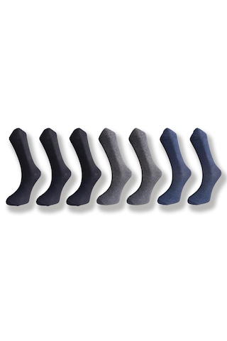 Silk Step 7'li Paket ,düz Desensiz 3 Çift Siyah, 2 Çift Antrasit , 2 Çift İndigo Renk , Erkek Çorabı Siya - Antrasit - Indigo