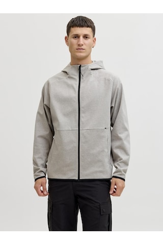 Jack & Jones Erkek Relaxed Fit Kapüsonlu Sweatshirt - Base - 12289209 Gri Melanj