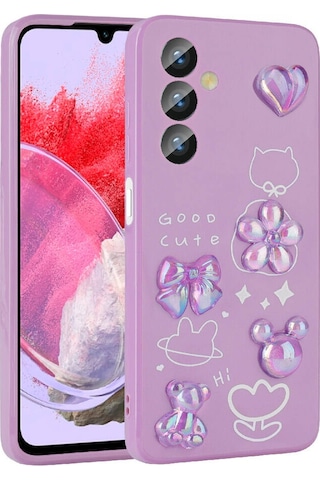 Galaxy M34 5g Kılıf Kabartma Figürlü Parlak Zore Toys Silikon Kapak Mor