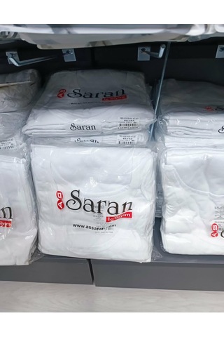 Saran Erkek Klasik %100 Pamuk Askılı Atlet 5001 - 6 Adet Beyaz