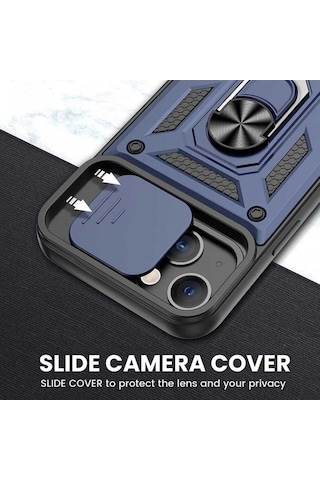Apple Uyumlu iPhone 13 Kızaklı Kamera Korumalı Tank Kılıf