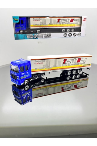 Diecast Metal Tır Oyuncak Süper Power Truck 24 Çek Bırak Tır - Mavi
