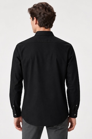 Lacoste Mens Slim Fit Black Shirt Dar Kesim Pamuklu Erkek Gömlek Siyah