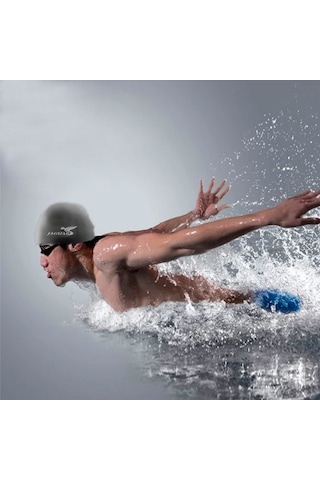 Saf Renk Stili Elastik Silikon Yüzme Bonesi / Yüzme Şapkası, Sc208 Siyah