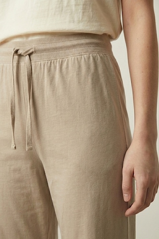 Elemge %100 Pamuk Süprem Kadın Pijama Altı Bol Kalıp Compact Penye Bej Geniş Paça Ipli Terletmez Alt