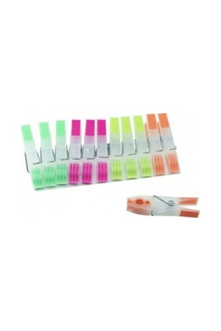 12'li Silikon Mandal Çamaşır Mandalı İz Yapmaz Mandal Yaylı Mandal İz Bırakmaz Mandal Paslanmaz Renkli