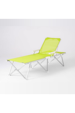 Foldzen Alüminyum Katlanabilir Şezlong Kampet Çantalı Yeni Versiyon Yeşil Sarı