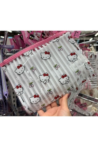 Sanrio Kawai Hello Kitty Şeffaf Makyaj Çantası Pouch