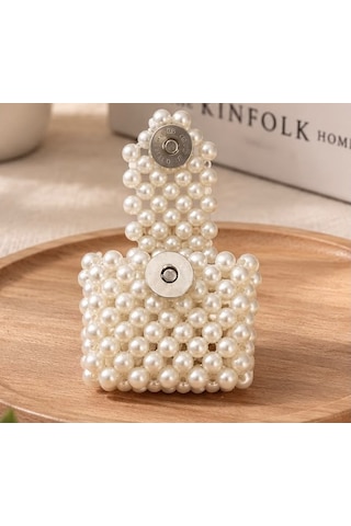 Lady Miossa Boncuklu Airpods Kılıfı Krem