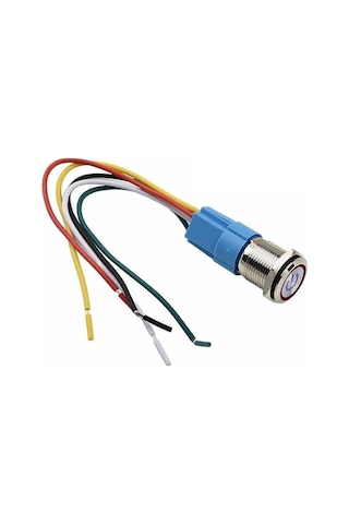 Alkatronik 16mm Ledli Kablolu Push Tip Metal Button 12v 16mm 1no 1nc Spdt On Off Su Geçirmez Paslanmaz Çelik