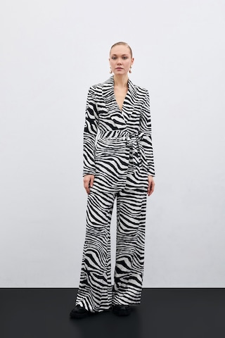 Sateen Salaş Zebra Desen Pantolon - Siyah-135476 Siyah