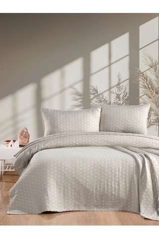 Elvira Yatak Örtüsü Seti Çift Kişilik Krem Kutulu Krem