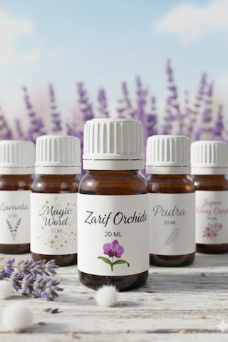 Uçucu Yağ Hava Nemlendirici Kokusu 20 Ml 5 Li Set Lavanta / Japon Kirazı / Pudra / Magic Word /zarif Günlük
