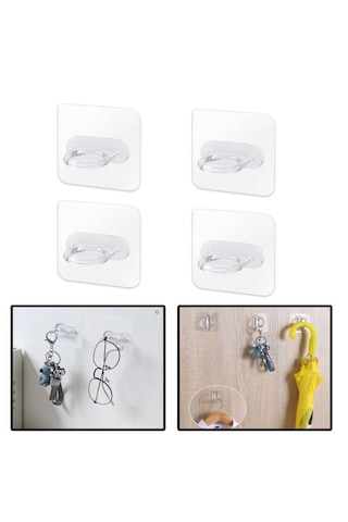 Yapışkanlı Yüzük Eşya Tutucu Banyo ,mutfak Askılığı Al4759 4 Adet