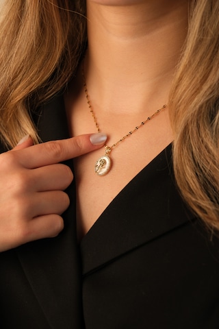 Çildan Womens Özel Gold Gül Detaylı Kolye Gümüş