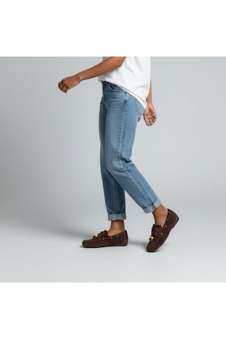 Ne&ve Shoes Kahve Süet Hakiki Deri Boncuklu Makosen Kadın Kolej Loafer Kahverengi