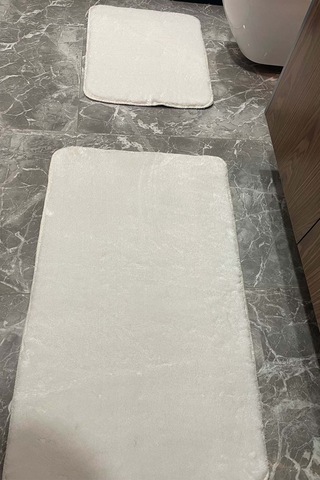 2'li Yıkanabilir Kaymaz Taban Post Beyaz Banyo Halısı Peluş Halı Klozet Takımı Beyaz