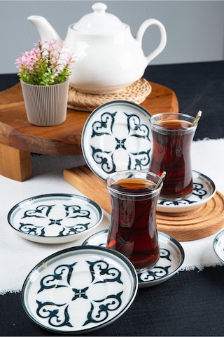 Ahenk 6'lı Porselen Çay Tabağı Seti Beyaz