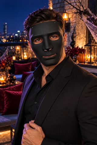 Halloween Siyah Anonim Erkek Yüz Maskesi Boyanabilir Cadılar Bayramı Partisi Ve Kostüm Aksesuarı